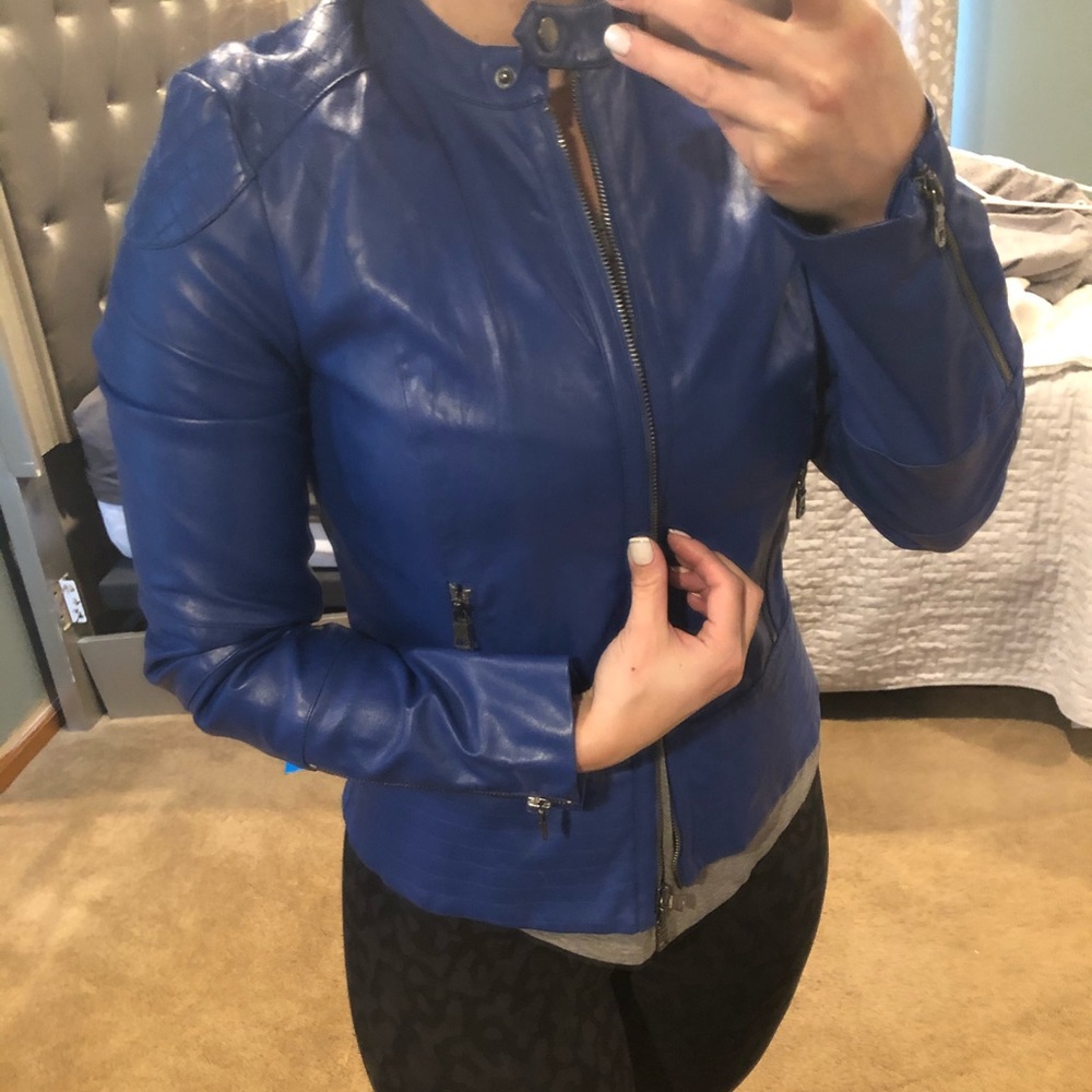 Armani exchange Blue Leather (pleather) jacket
